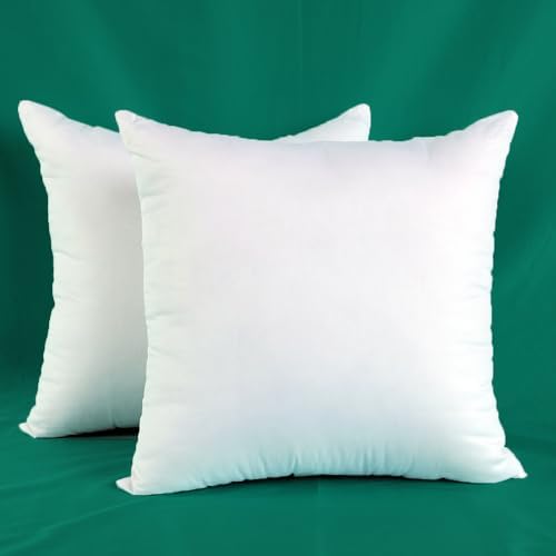 Set of 2 Ultra-Plump 18x18 Cotton Pillow Inserts for Couch Bed