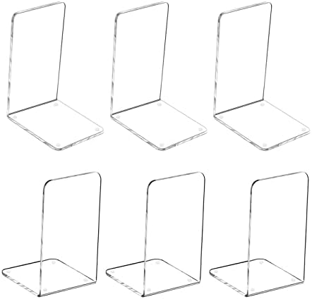 MerryNine Acrylic Clear Bookends with Non-Slip Mats