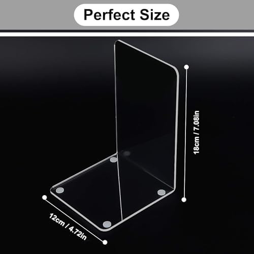 MerryNine Acrylic Clear Bookends with Non-Slip Mats
