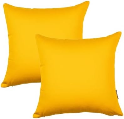 18x18 Luxury Cotton Pillow Covers Rustic Farmhouse Style Mustard Yellow Set of 2