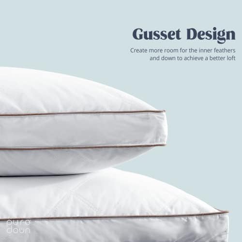 PureDown Goose Down Bed Pillow - Luxury Queen Set of 2