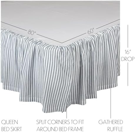 VHC Brands FARMHOUSE-FASHIONED SPLIT CORNER DENIM BED SKIRT
