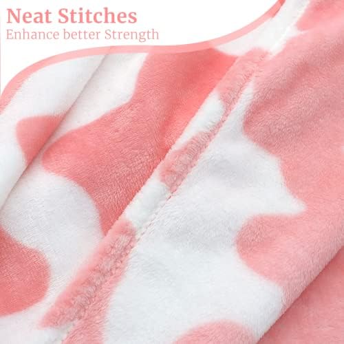 HSEEC Pink Cow Throw Blanket Cozy Fuzzy