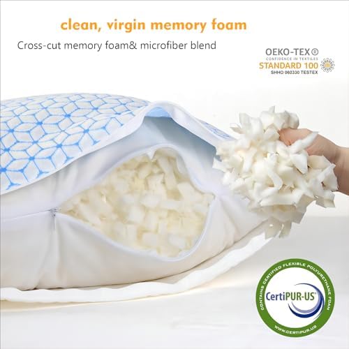 Adjustable Cooling Memory Foam Pillows Queen Set 2