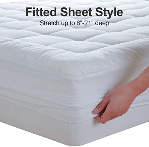 EASELAND RV King Mattress Pad 72x80 inch 21 inch deep pocketmachine washable