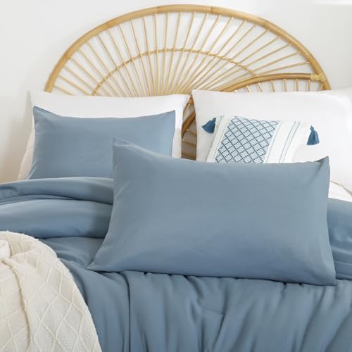 Durable Dusty Blue Comforter Set for King Size
