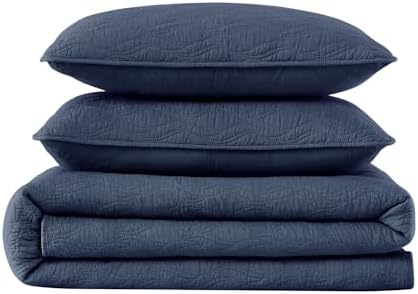 Navy Blue Cotton Quilt Set for California King Bed