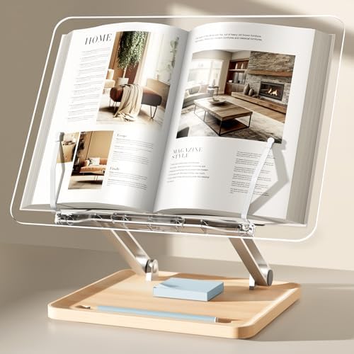 UPERGO Adjustable Acrylic Book Stand for Reading
