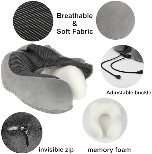 VONCOSS Memory Foam Neck Pillow - 100 Pure Breathable Machine Washable