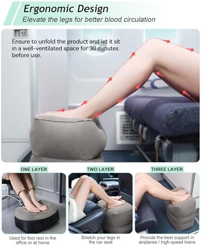 Adjustable 3-Layer Inflatable Foot Rest Pillow