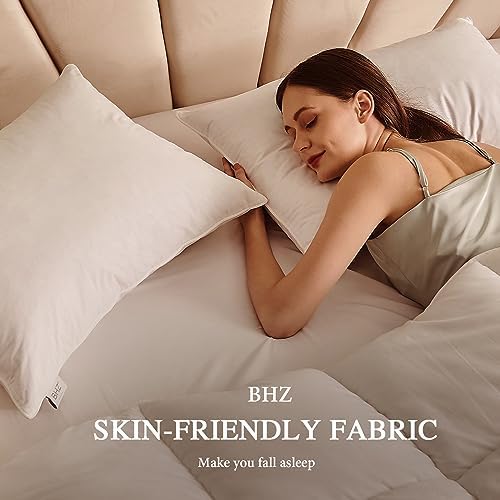BHZ Goose Down Feather Queen Pillow - Hotel Style Soft Support