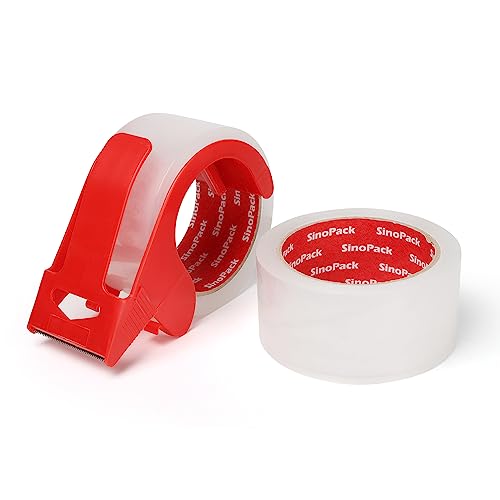 2-Pack Clear Packing Tape with Dispenser for Moving and Shipping