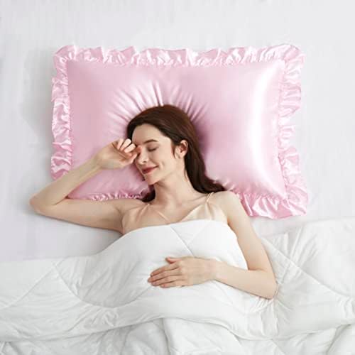 Silky Satin Ruffled Pillow Cases for Princess Rooms