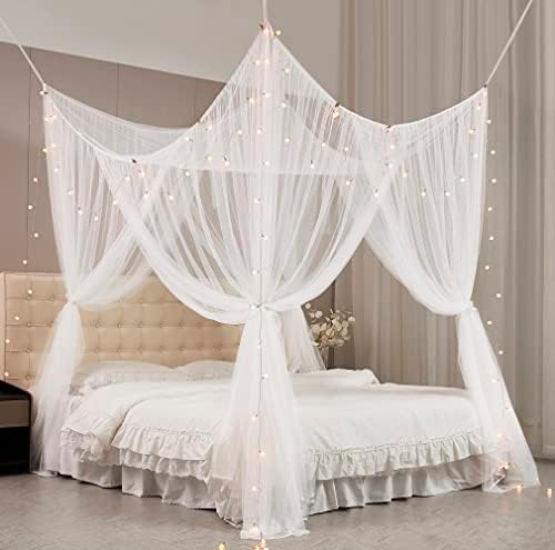 Elegant Bed Canopy with Lighting for Bedroom Decorations