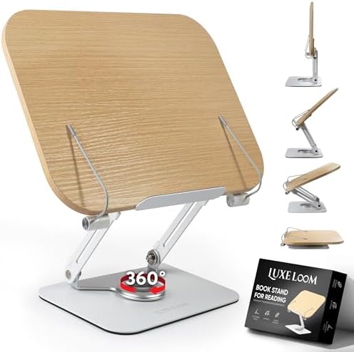 Adjustable 360 Wood Aluminum Book Stand with Folding Design for Kitchen Study