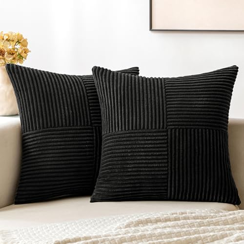 Stylish Black Pillow Covers for Living Room or Bed