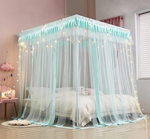 Mengersi Canopy Bed Curtains Full Size Sky Blue