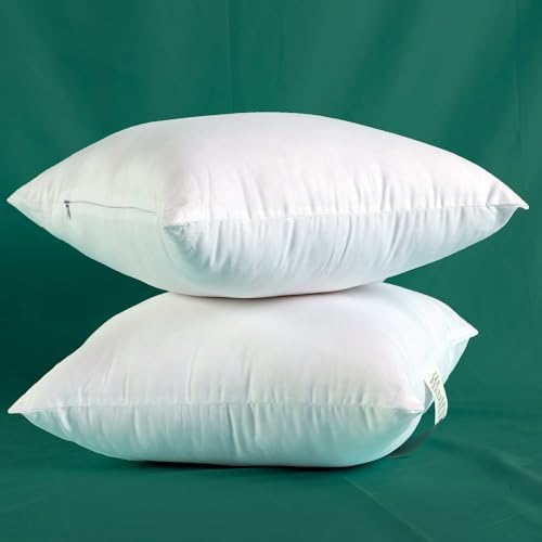 Set of 2 Ultra-Plump 18x18 Cotton Pillow Inserts for Couch Bed