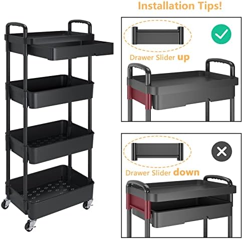 Calmotee 4-Tier Rolling Storage Cart