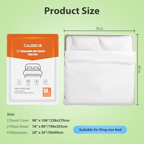 2-Pack Disposable Bed Sheet Set Fits King Size Beds