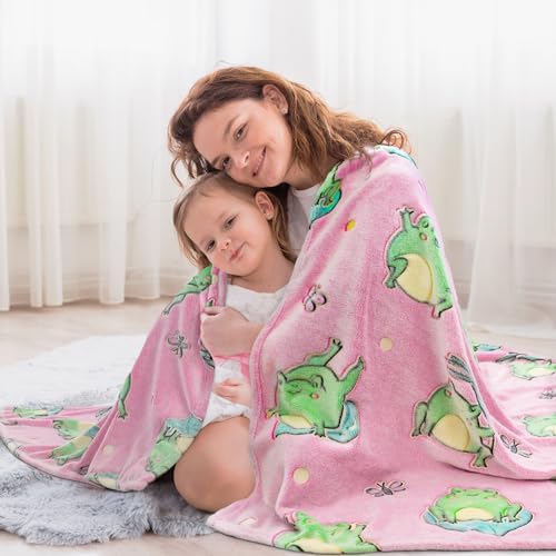 Cute Frog Glow-in-the-Dark Blanket for Kids