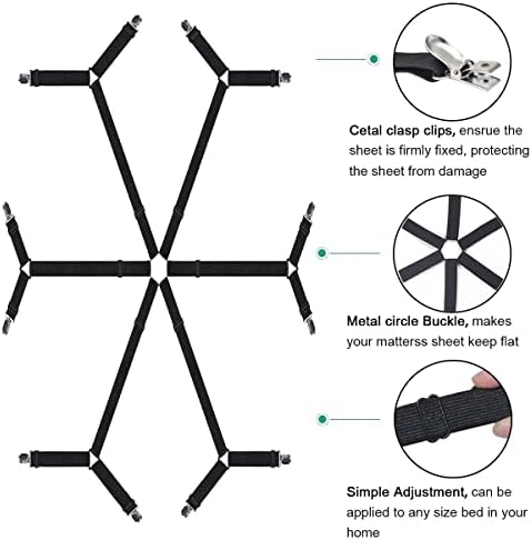 Adjustable Elastic Sheet Fasteners for All Bed Sizes