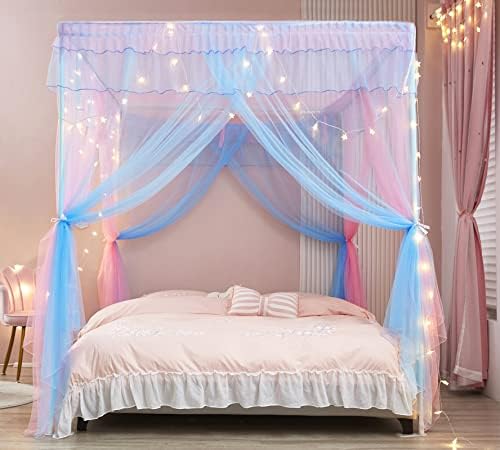 Rainbow Canopy Bed Drapes for Girls