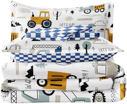 4-Pcs Construction Twin Bedding Set for Kids