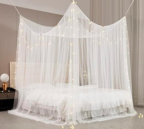 Elegant Bed Canopy with Lighting for Bedroom Decorations