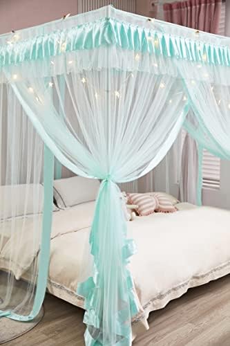 Mengersi Canopy Bed Curtains Full Size Sky Blue