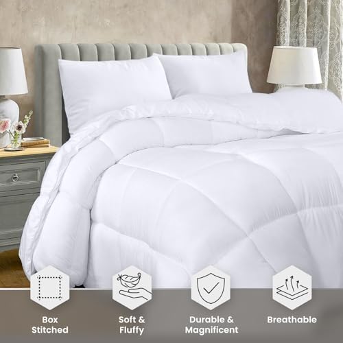 Utopia Bedding Quilted Comforter Duvet Insert White Queen Size