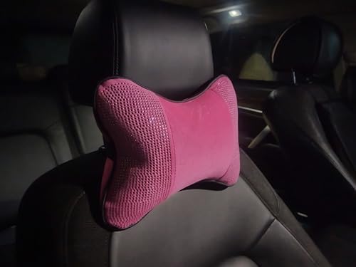 Yuhuru Car Neck Pillow 2pcs Bling Pink PU Leather