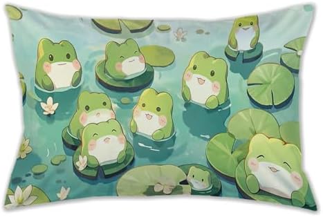 COW Kawaii Frogs Pillowcase Green Healing Design for Sofa Bed More