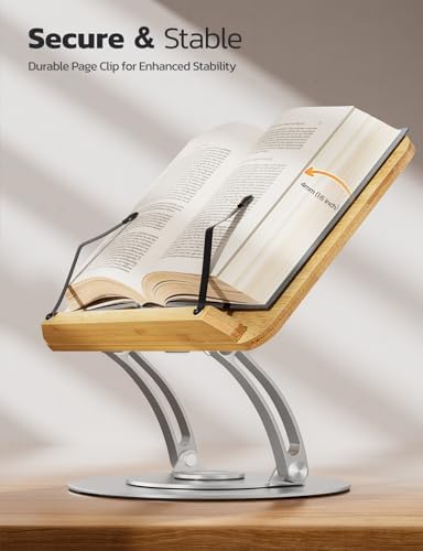 Nulaxy Bamboo 360 Rotating Book Stand