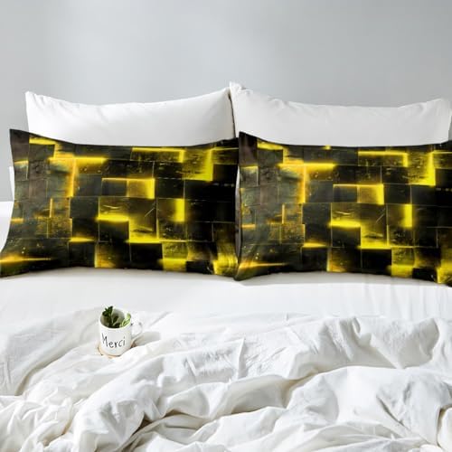 Erosebridal Abstract Duvet Cover Bed Set - Black Yellow Full Bedding