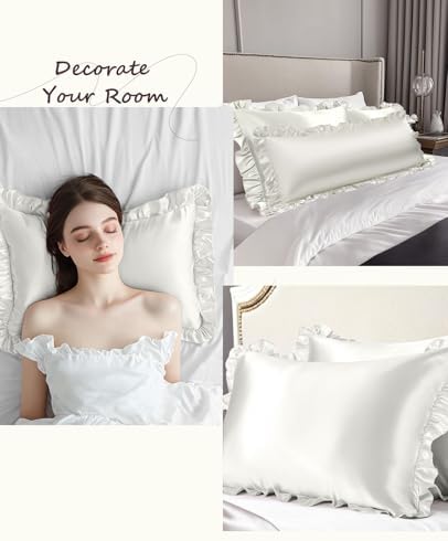 Stylish Ruffle Satin Pillowcase for bed and bath