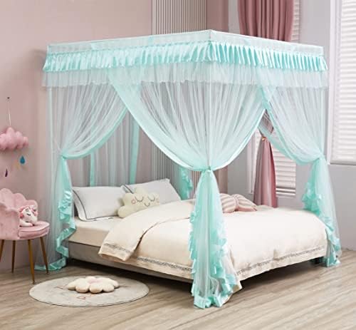 Mengersi Canopy Bed Curtains Full Size Sky Blue