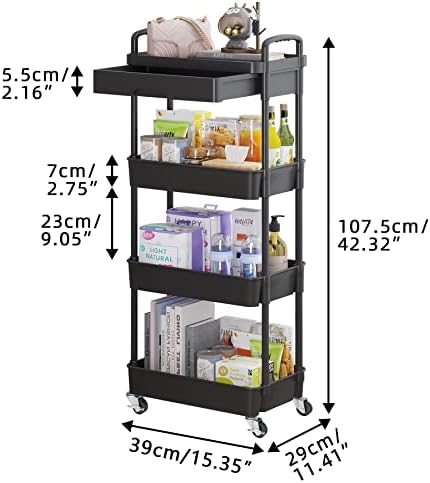 Calmotee 4-Tier Rolling Storage Cart