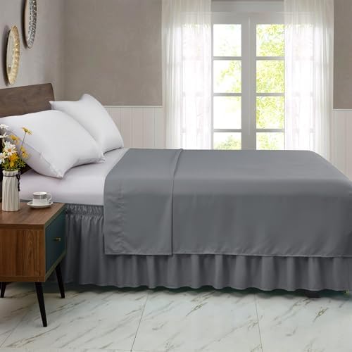 FreshCulture Queen Bed Skirt Elastic Wrap Around Bed Skirt Queen Size