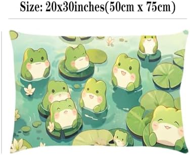 COW Kawaii Frogs Pillowcase Green Healing Design for Sofa Bed More
