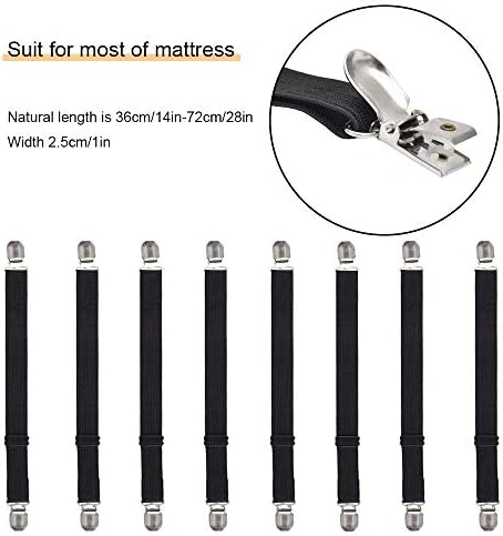 Adjustable Bed Sheet Grippers 8-Pack Black