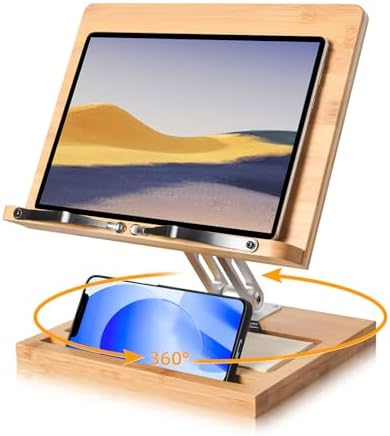Adjustable 360-Degree Book Holder with Phone Slot