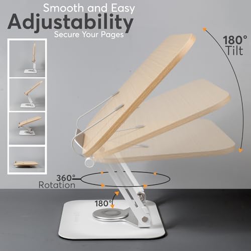 Adjustable 360 Wood Aluminum Book Stand with Folding Design for Kitchen Study