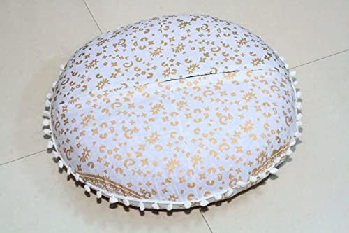 CRAFT KALA 22 Round Mandala Pillow Cover with Tassel
