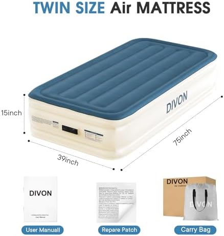 DIVON Twin Air Mattress - compact durable built-in pump