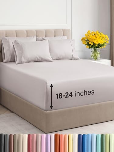 Extra-Deep King Sheet Set - Luxury Cooling Bedding for Large Mattresses