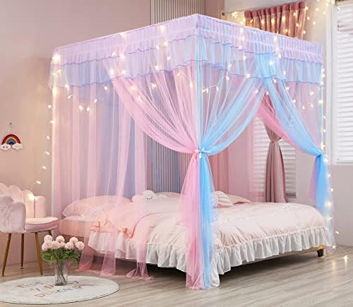 Rainbow Canopy Bed Drapes for Girls