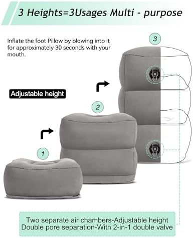 Adjustable 3-Layer Inflatable Foot Rest Pillow