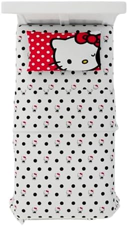 Franco Hello Kitty Polka Dot Super Soft Twin Sheet Set