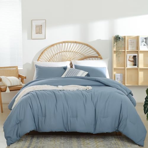 Durable Dusty Blue Comforter Set for King Size